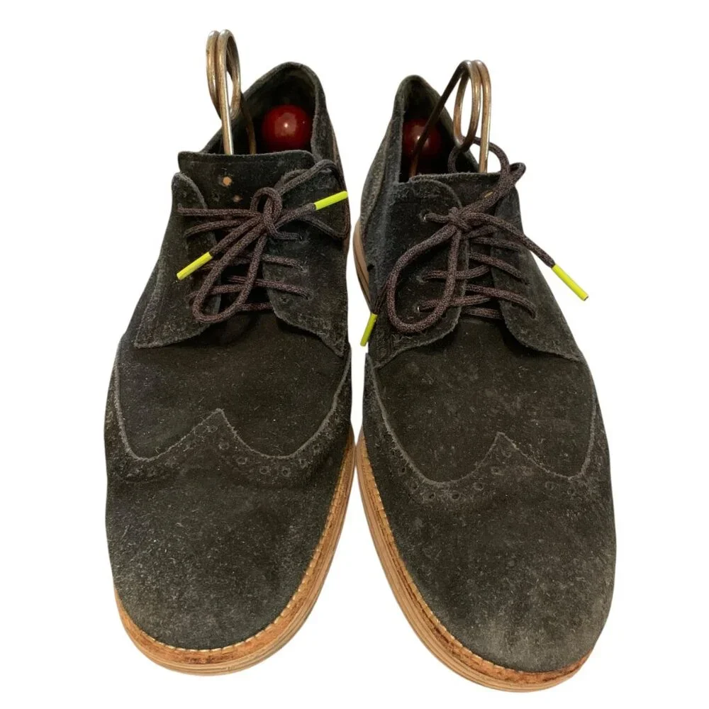 Cole Haan‎ Lunargrand Wingtip Black Suede Brogue Oxford Sneakers Men's 13